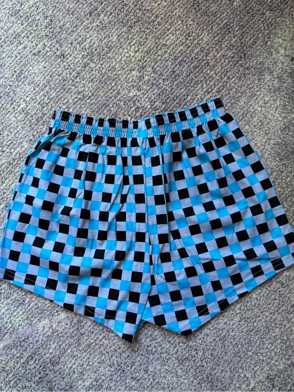 NEW Soffe Checkerboard Cotton Shorts Blue Black Gray Retro Y2K Size Large & Smal - Picture 2 of 4
